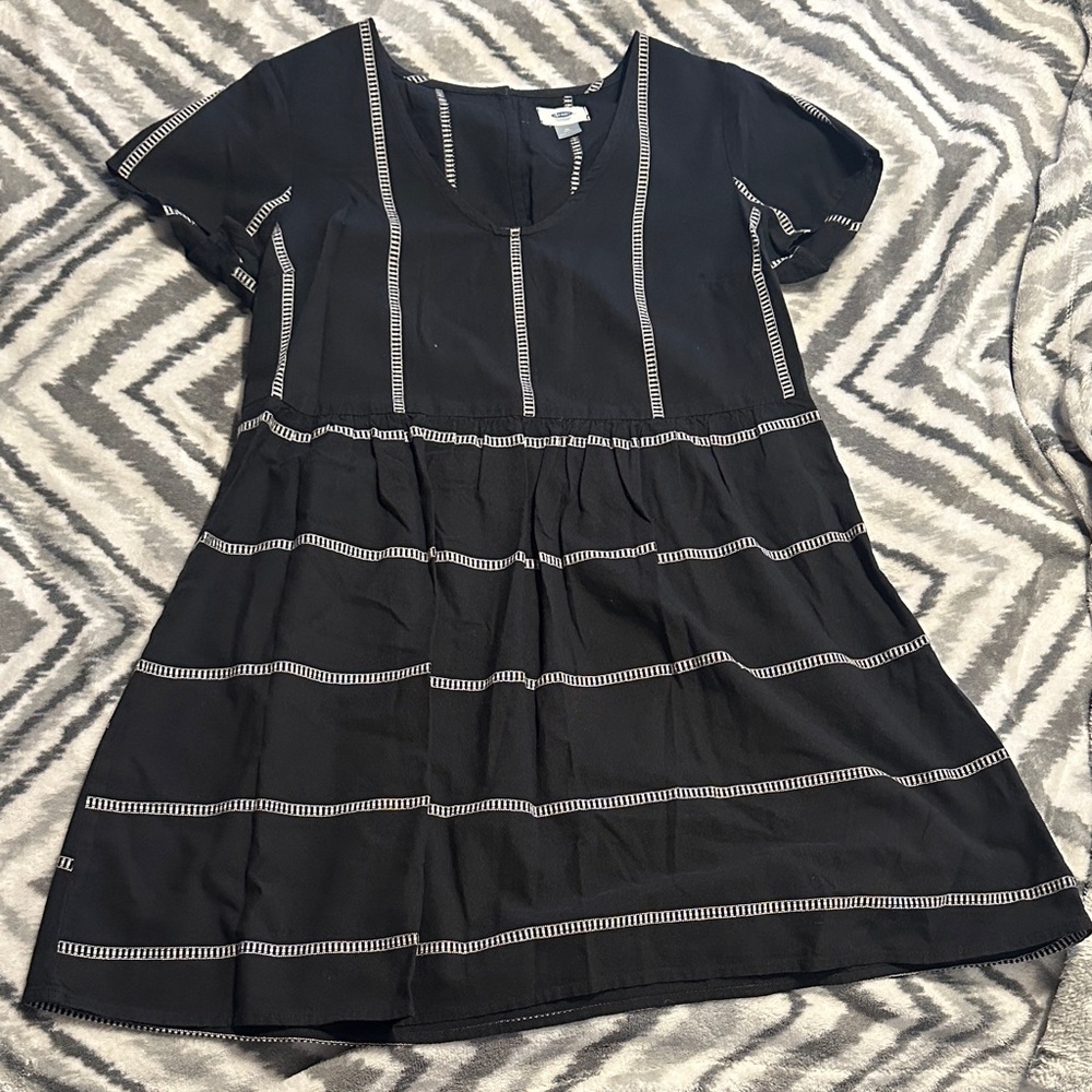 Old Navy Black Mini Dress with White Ladder Stitch